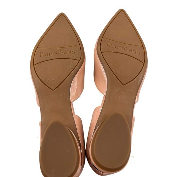 Franco Sarto Patent Leather Kiltie D’Orsay Flats Pointed Toe Peach Sz 8 Preppy - Picture 8 of 10